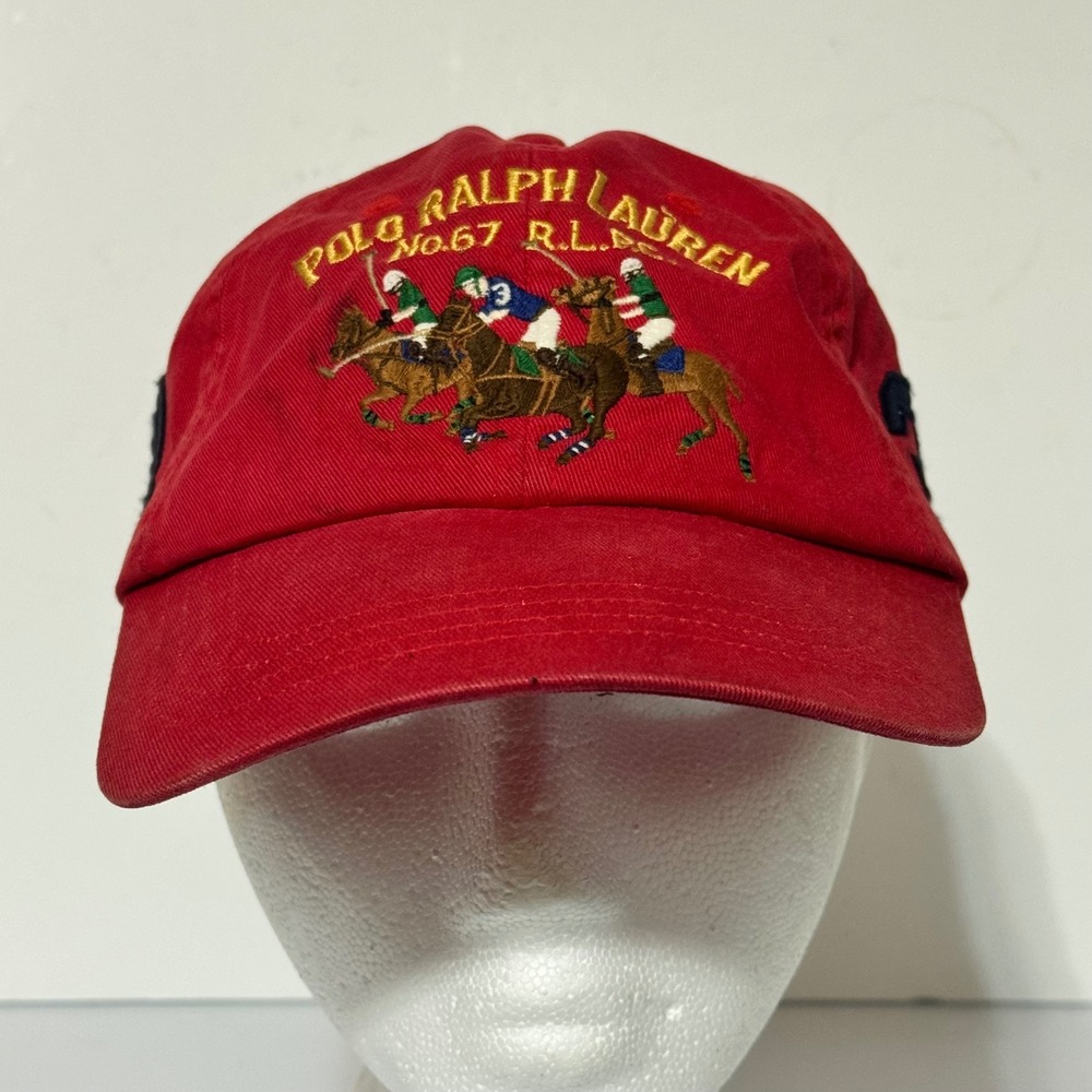 Polo Ralph Lauren red No. 67 R.L.P.C. Triple Pony Strapback Baseball Cap